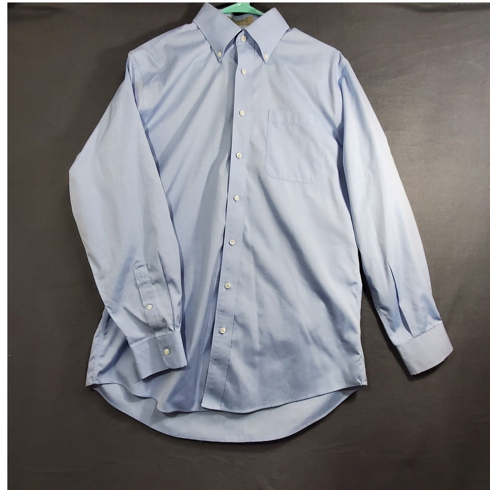 Nordstrom Smartcare Mens Dress Shirt 15.5 34 Blue Traditional Fit Wrinkle-Free
